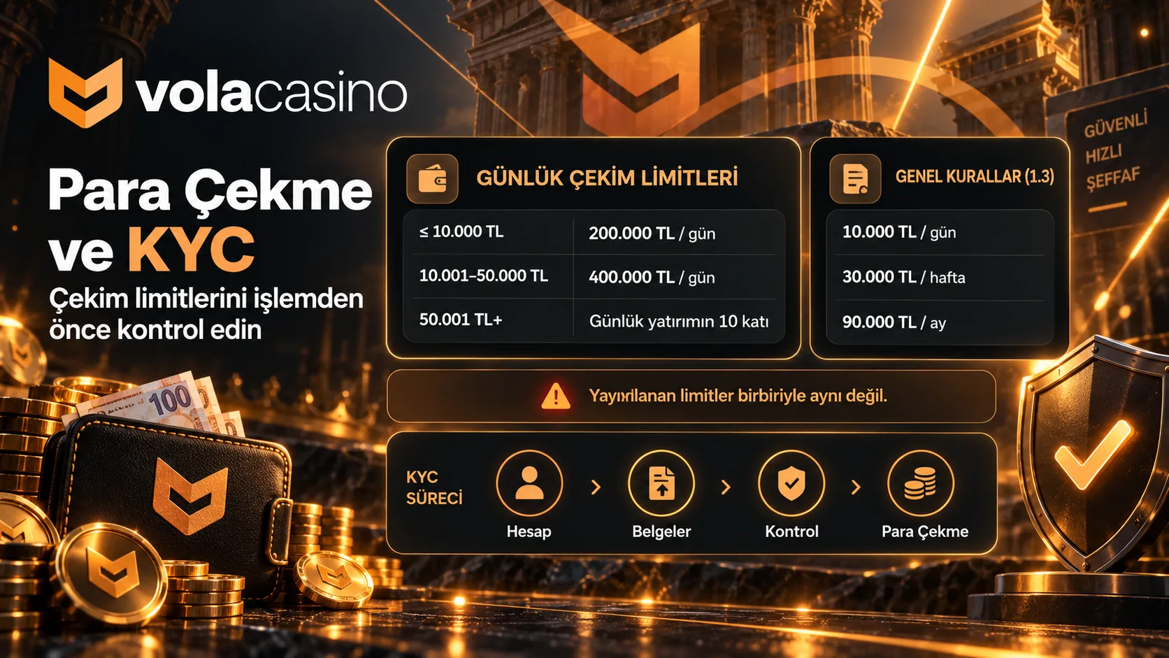 Vola Casino para çekme limitleri ve KYC kontrolü
